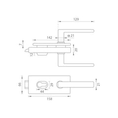 TI - zámek pro sklo s rukojetí Sonia 4015 - PZ - zámky pro skleněné dveře