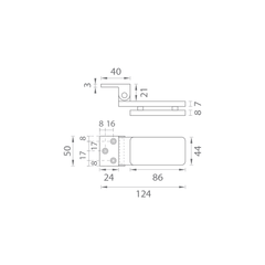 M.P MP - UNIQUE R8 - Skleněný závěs s vodorovnou deskou - pár - Vodorovné závěsy a panty pro skleněné dveře