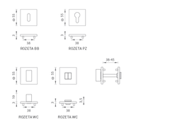 MP - rozeta Square Rosette - HR 3SM