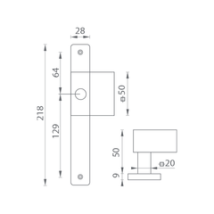 MP - Offsetový úchytkovou popisovač dveří s pevnou rukojetí - USH