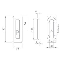 TI - Plášť posuvných dveří - 4181 5S - WC - Mušle a kliky pro posuvné dřevěné dveře