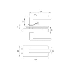 TI - ZÁMEK na sklo s klikou SONIA 4014 - bez otvoru - Zámky na skleněné dveře