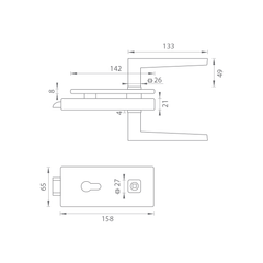 MP - Unikátní R8 - zámek pro sklo s rukojetí Erica - PZ - zámky pro skleněné dveře