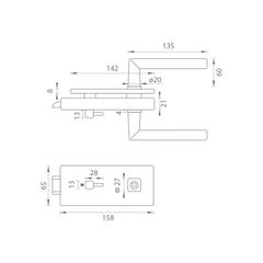 MP - UNIQUE R8 - ZÁMEK GLASS s klikou FAVORIT - WC - Zámky na skleněné dveře