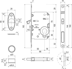 AGB - Set for Sliding Doors Wave - HR PZ - Shells and Handles pro posuvné dveře