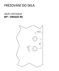 M.P MP - Unique R8 - Vertical Glass Hinge - Pair - Svislé závěsy a závěsy pro skleněné dveře