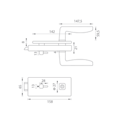 MP - Unikátní R8 - zámek pro sklo s rukojetí Erba - WC - zámky pro skleněné dveře