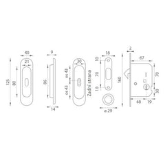 FT - Sada oválných posuvných dveří - BB / S - skořepiny a kliky pro posuvné dveře