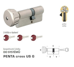 DK - PENTA kříž US G - s tlačítkem - Systémové bezpečnostní vložky - BT4