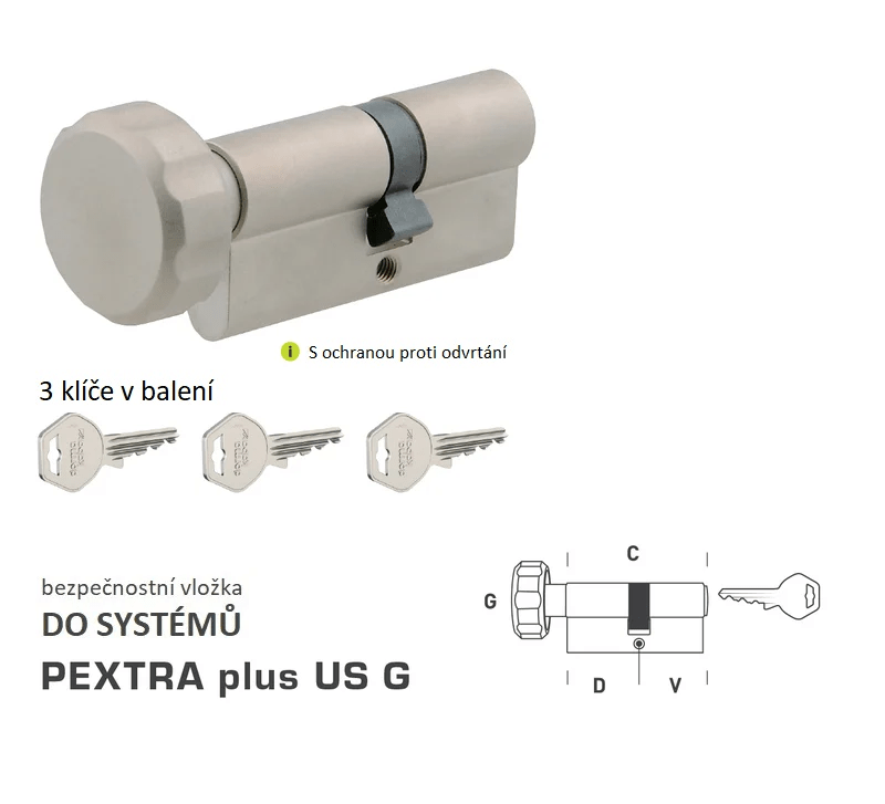 DK - PEXTRA PLUS US G - S BLANK - Systémové bezpečnostní vložky - BT4