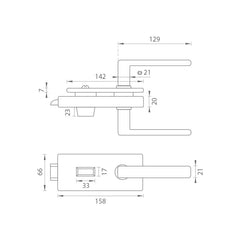 TI - zámek pro sklo s držadlem Sonia 4026 - WC - zámky pro skleněné dveře