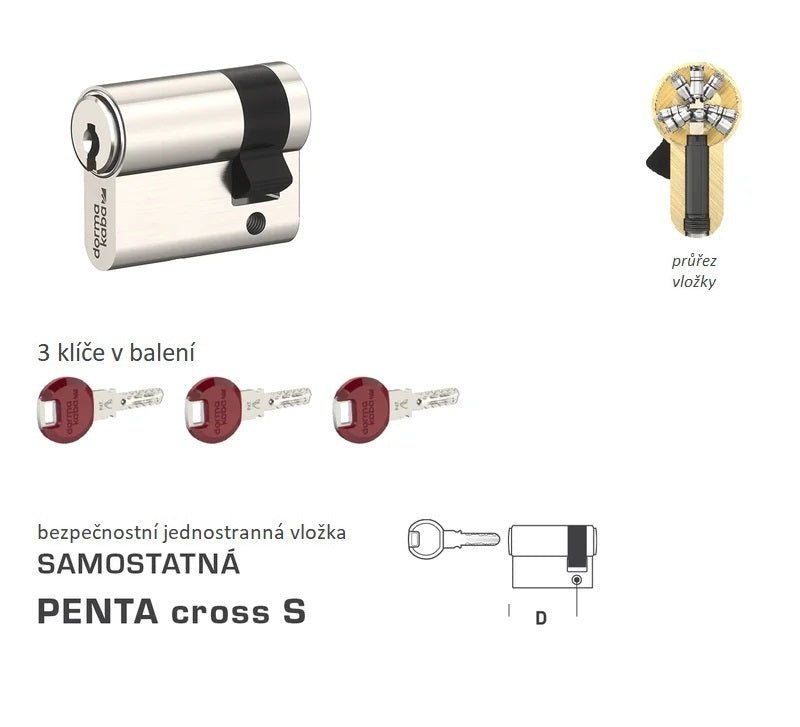 DK - Penta Cross S jednostranné - samostatné bezpečnostní vložky - BT4