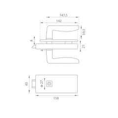 MP - Unikátní R8 - Sklo zámek s rukojetí ERBA - bez předního otevření - zámky pro skleněné dveře