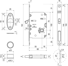 AGB - Wave - HR WC Posuvné dveře - skořápky a kliky pro posuvné dveře