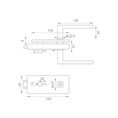 MP - Unikátní R8 - Glass Lock With Handle Pina - WC - zámky pro skleněné dveře