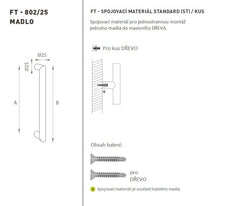 FT - Kód kliky K02 Ã‹Å" 25 mm ST ks Dveřní klika