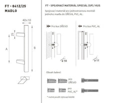 FT - Kód rukojeti K41Z 40x10 mm SP PCS - Square Off -Set Handles