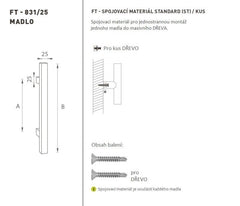 FT - KLIKA kód K31 25x25 mm ST ks Dveřní klika