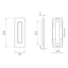 TI - Plášť posuvných dveří - 4181 5S - bez otvoru - Pláště a kliky pro posuvné dřevěné dveře