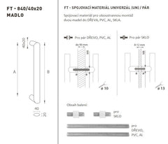 FT - Kód rukojeti K40 40x20 mm un pán - kulatý rovný rukojeť