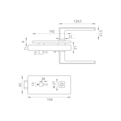 MP - Unikátní R8 - Sklo zámek s rukojetí raflesia - WC - zámky pro skleněné dveře