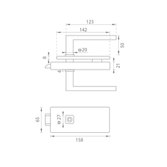 MP - Unique R8 - Sklo zámek s držadlem Quadra - bez předního otevření - zámky pro skleněné dveře