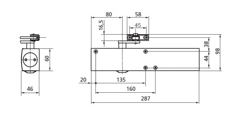Geze TS 4000 Brown - dveřní zavírač s ramenem
