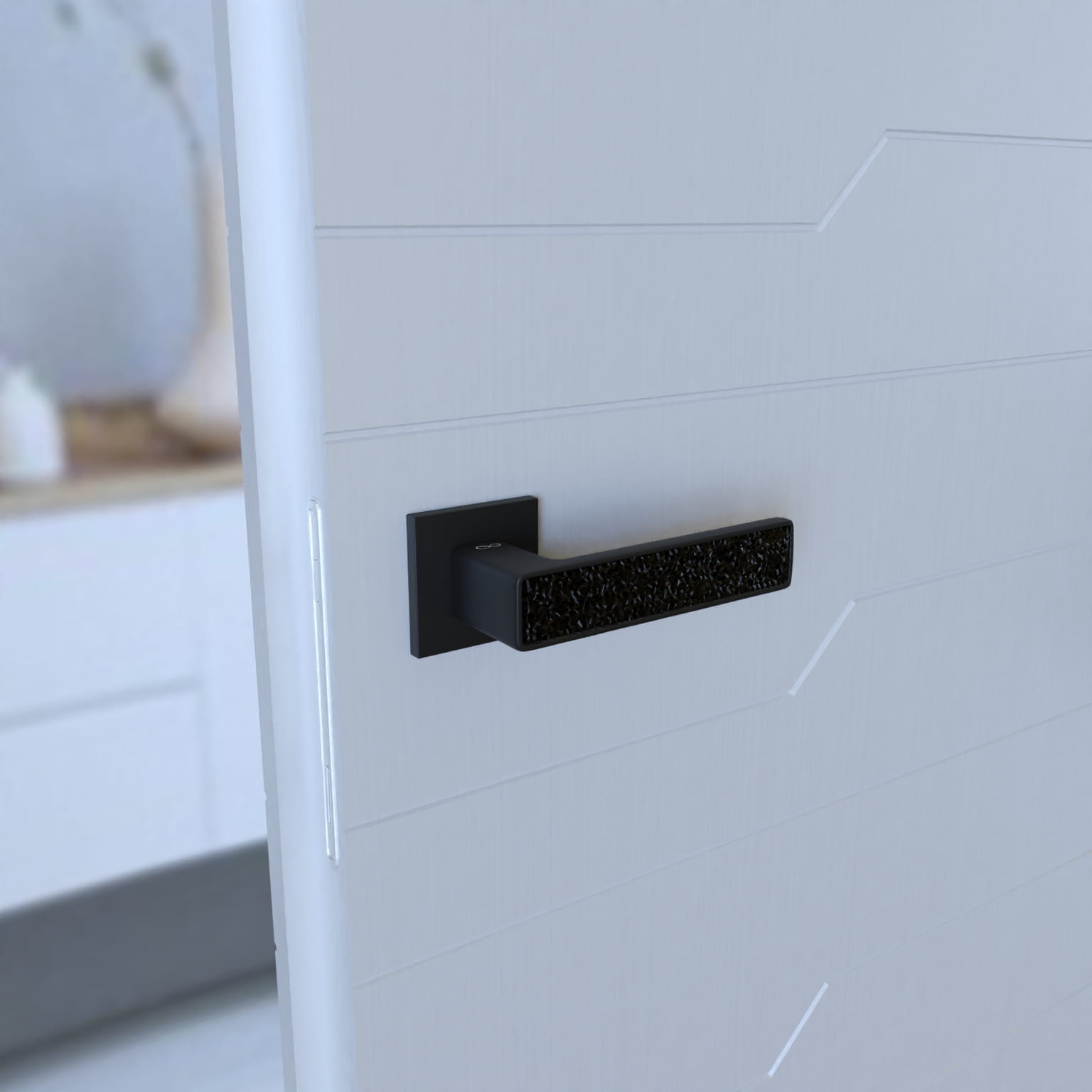 Concept KCK B00 černá/glamour - dveřní kování s čtvercovou rozetou
