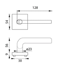 Daniela HR nerezová ocel - dveřní kování s čtvercovou rozetou vyrobeno z nerezové oceli