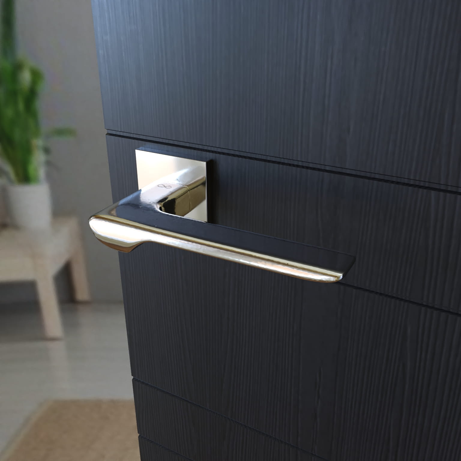 Linea SLIM chromové KLÍN S 700 - dveřní kování s čtvercovou rozetou