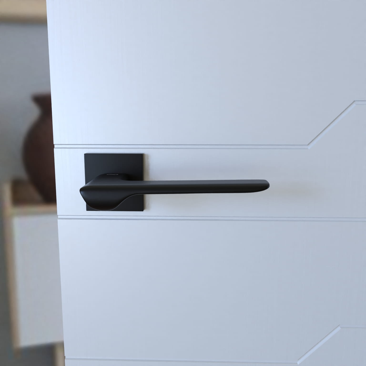 Linea SLIM černá KLÍN S B00 - dveřní kování s čtvercovou rozetou