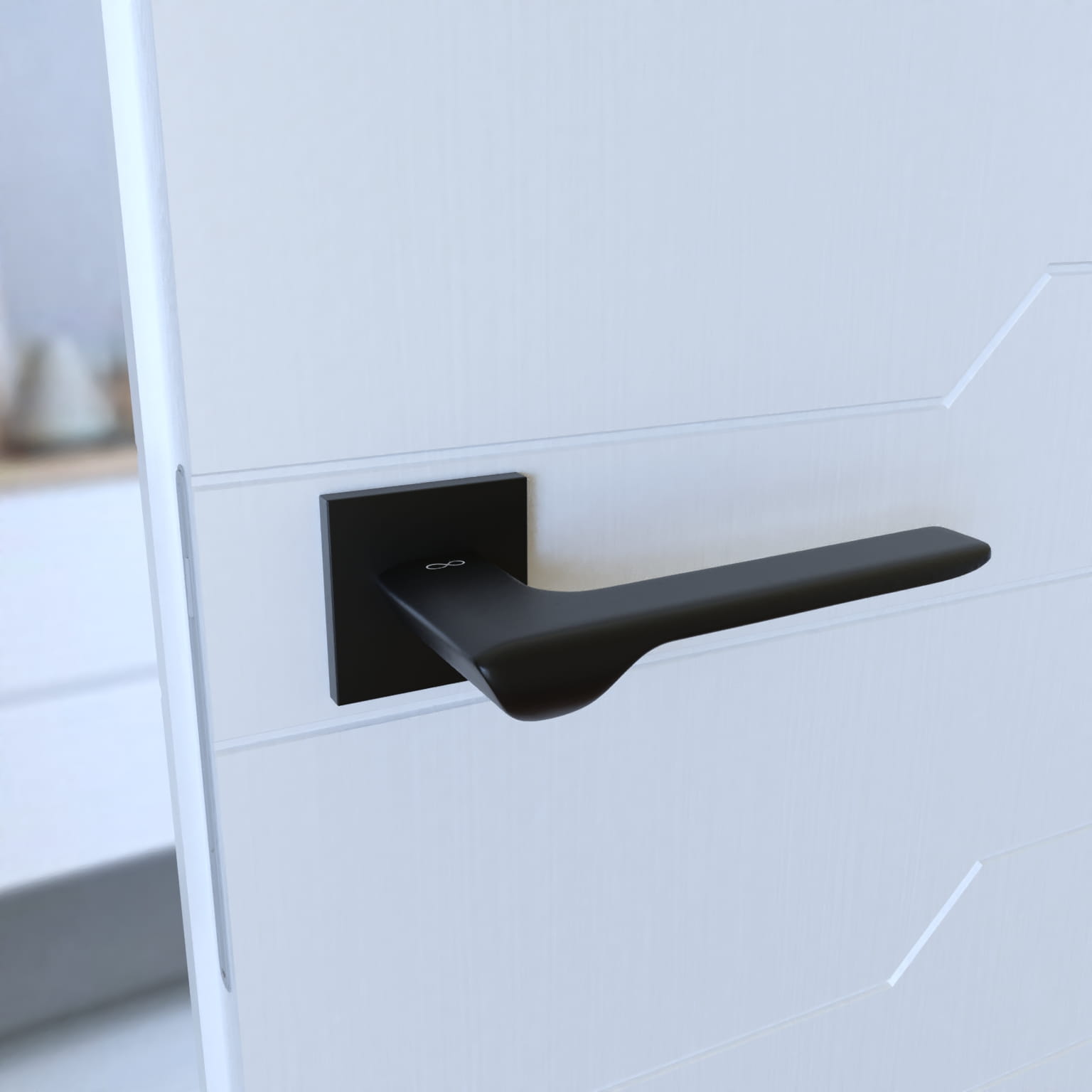 Linea SLIM černá KLÍN S B00 - dveřní kování s čtvercovou rozetou