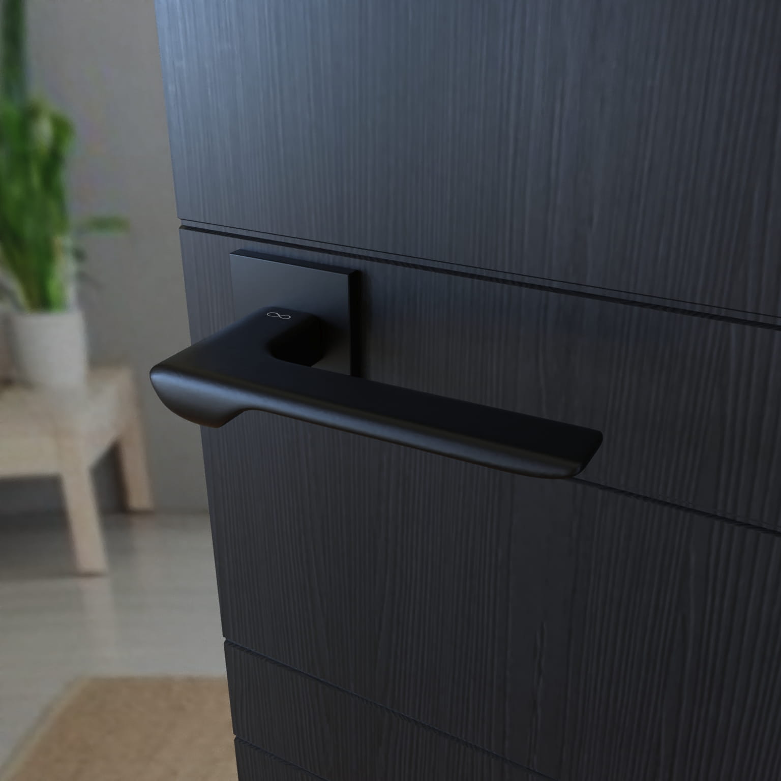Linea SLIM černá KLÍN S B00 - dveřní kování s čtvercovou rozetou