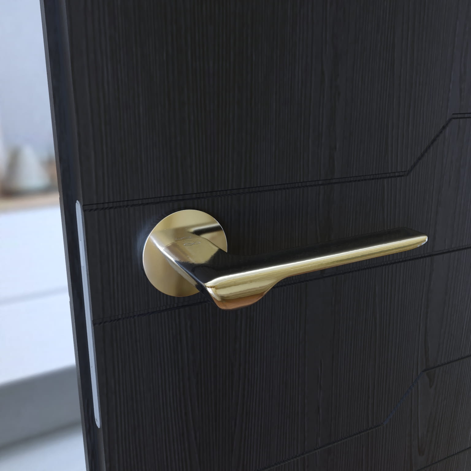 Linea SLIM chromová lišta S O 700 - dveřní kování s kulatou rozetou