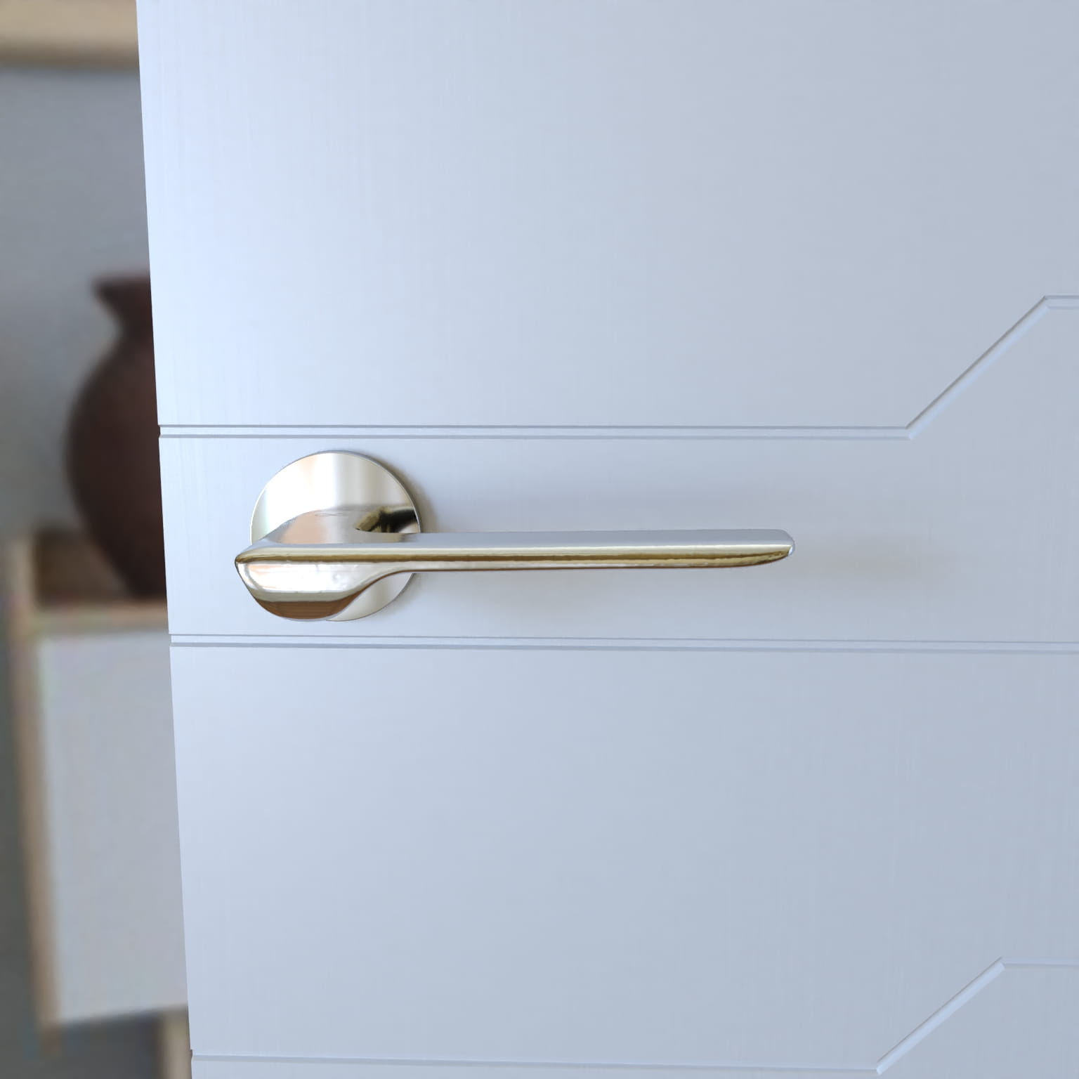 Linea SLIM chromová lišta S O 700 - dveřní kování s kulatou rozetou