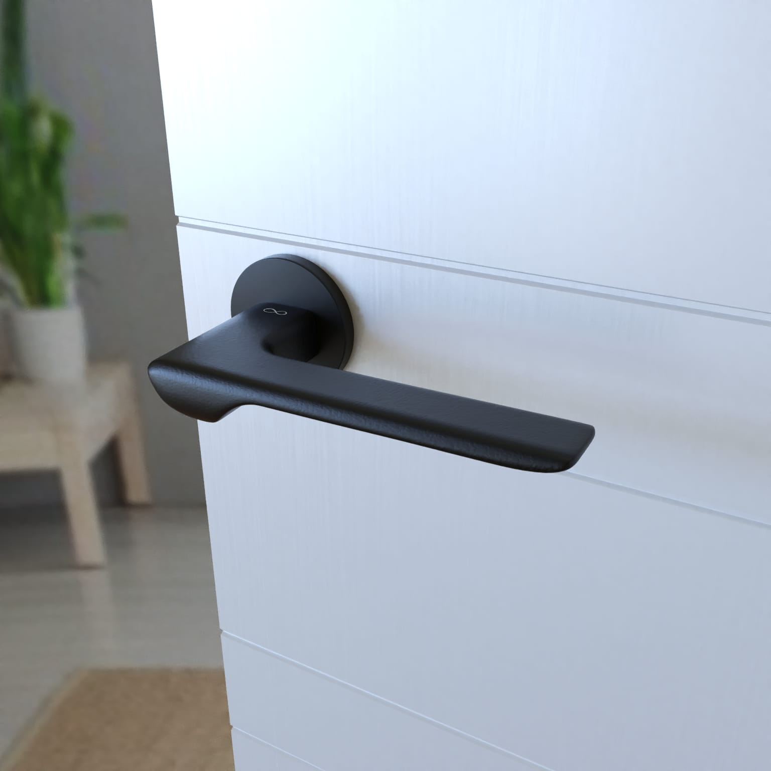 Linea SLIM černá WEDGE S O B00 - dveřní kování s kulatou rozetou