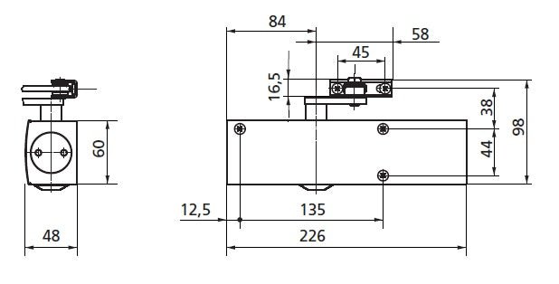 Geze TS 2000 V BC White - dveřní zavírač s ramenem