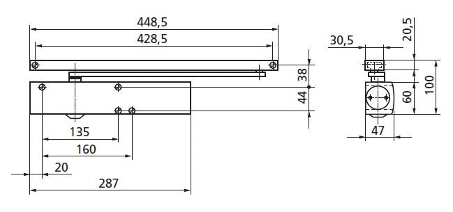 Geze TS 5000 Brown - door closer with sliding bar - Kovio
