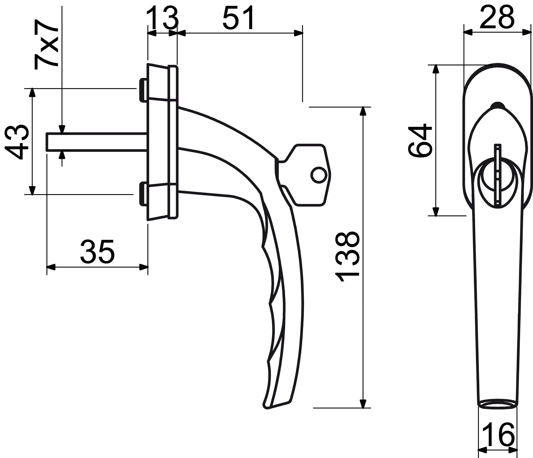 Okenní klika RHW.009 F4