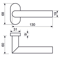 Rk.f.1967.N Dveře z nerezové oceli na oválu rozeta
