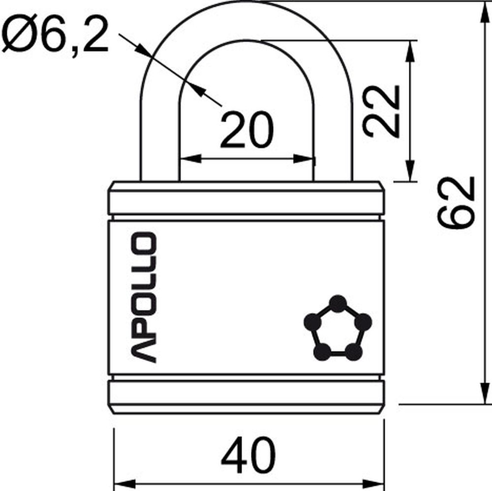 Visací zámek APOLLO.40 - černý