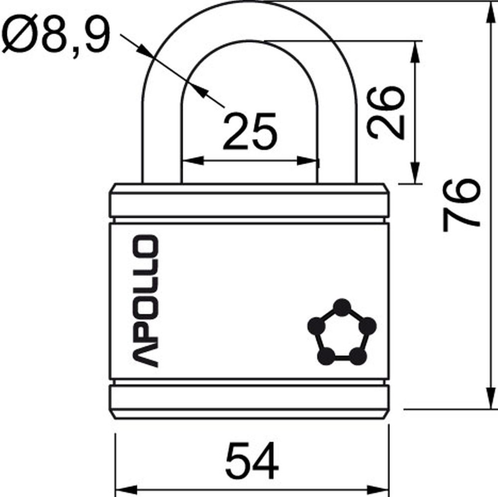 Visací zámek APOLLO.54 - černý
