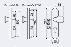 Dveřní klika R.101.PZ.F1.TB2 - stříbrně elox