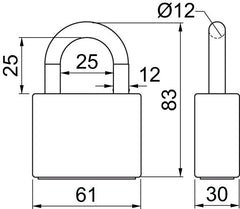 Visací zámek RV.2601 - černý - bezpečnostní třída 3